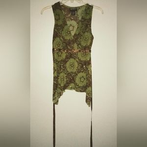 Sleeveless silky boho size small blouse